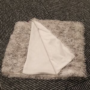 Gray and White Fuzzy Baby Blanket. Super Soft.